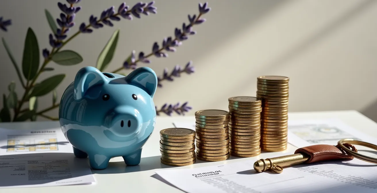 Documents bancaires et calculatrice pour calcul d'apport immobilier