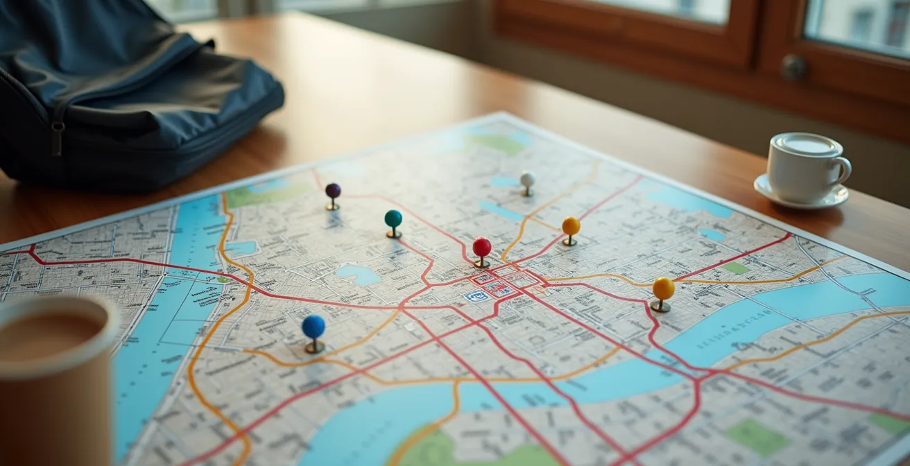 Carte stylisée des transports en commun de Marseille montrant les connexions entre les différents campus universitaires