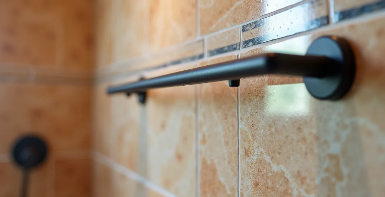Salle de bain moderne avec douche à l'italienne intégrant des matériaux provençaux