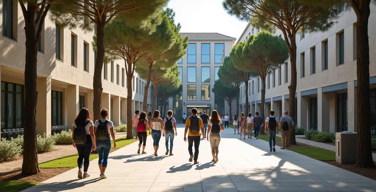 Vue du nouveau quartier étudiant Chalucet à Toulon avec l'école supérieure et les résidences étudiantes
