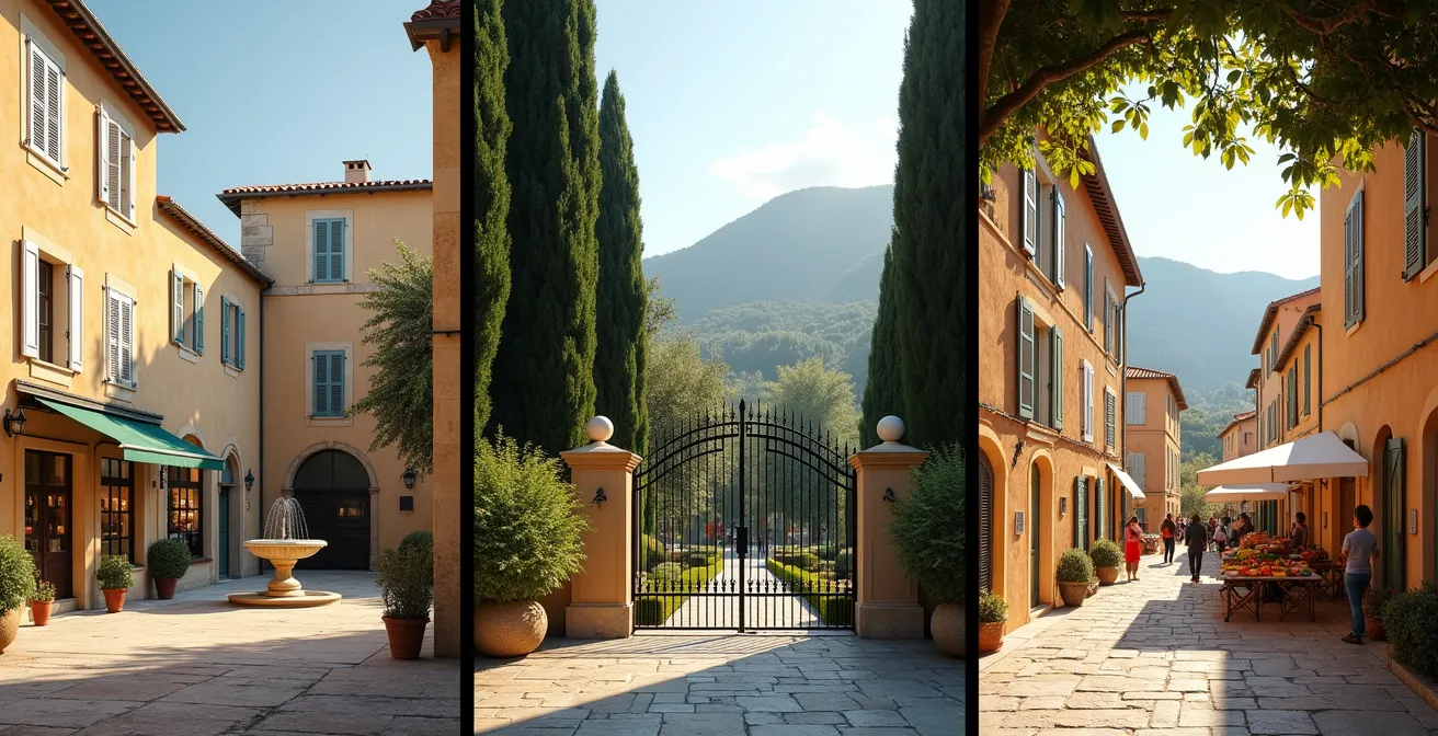 Vue panoramique des trois villages phares des Alpilles sous différentes lumières de la journée