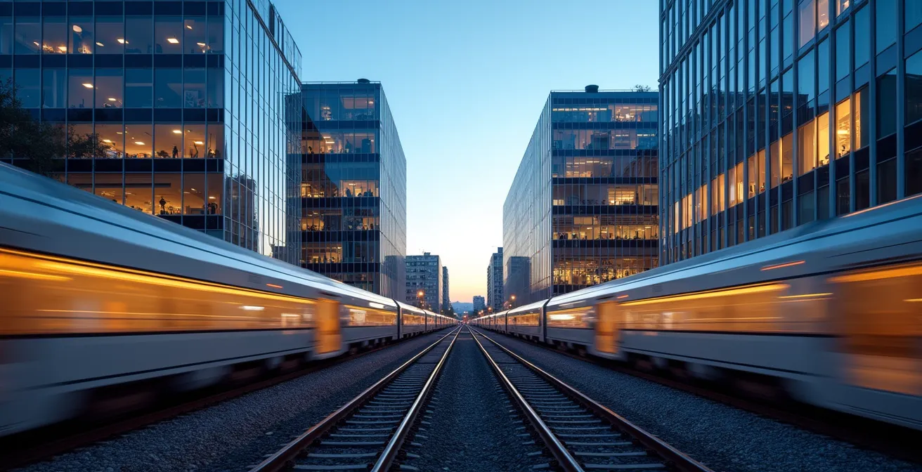 Vue moderne de bureaux et espaces professionnels près de la gare TGV d'Avignon